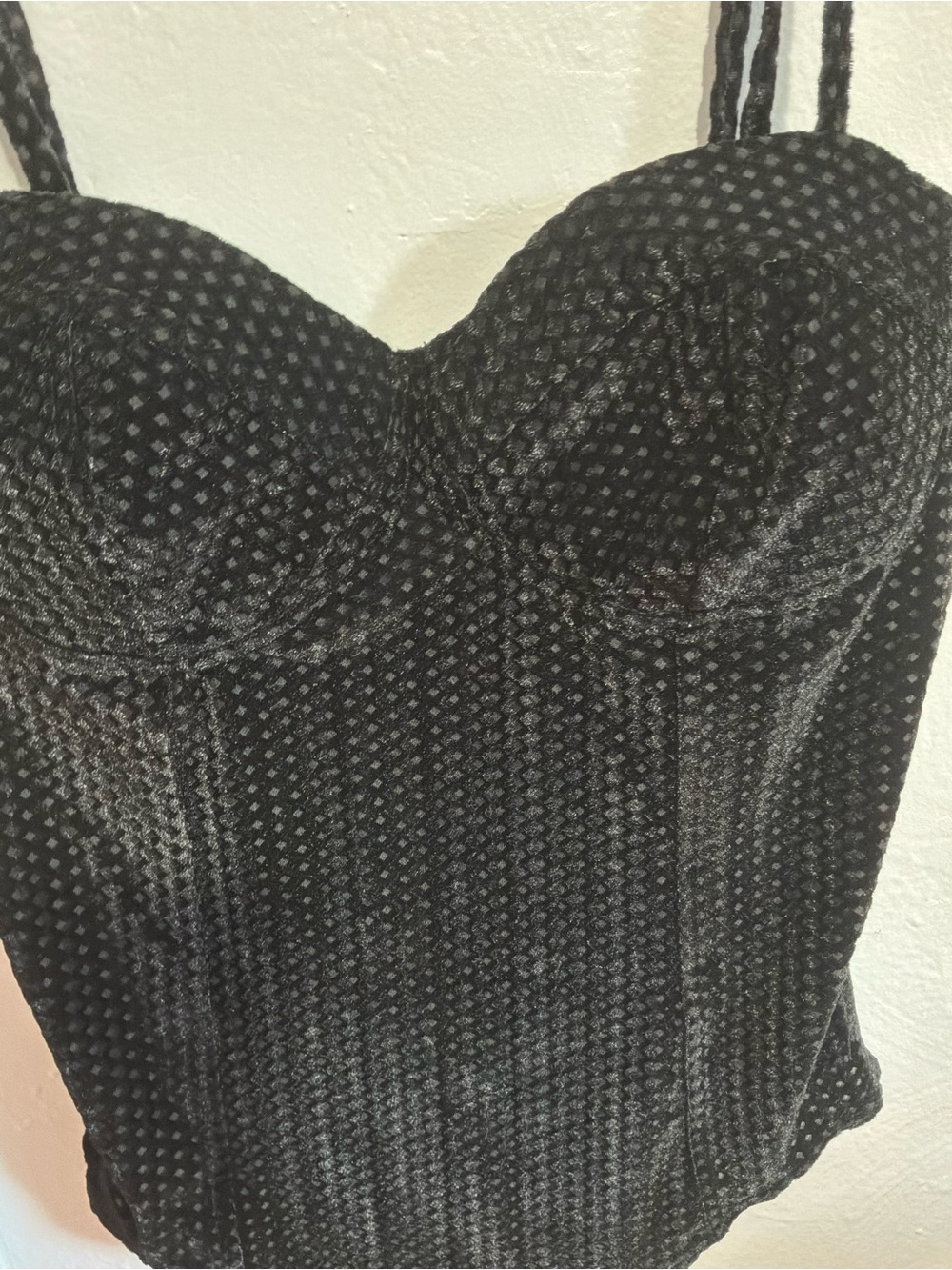 #82 NWT Lulus Flirty Feelings Black Velvet Bustier Bodysuit Size M - Picture 8 of 11